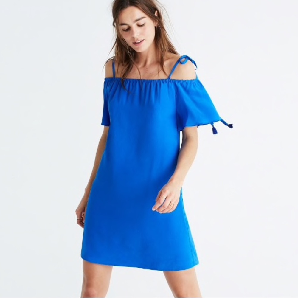 Madewell silk cold shoulder dress